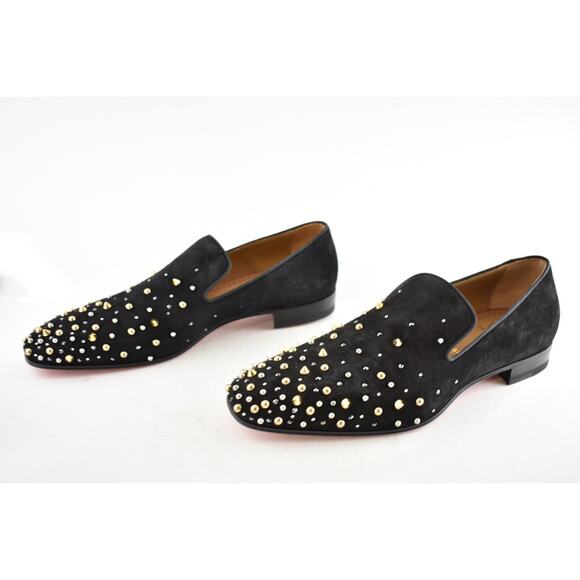 Christian Louboutin Mens Milkylion Flat Black Suede Gold Spike Dress Loafer 40 7 main image 9